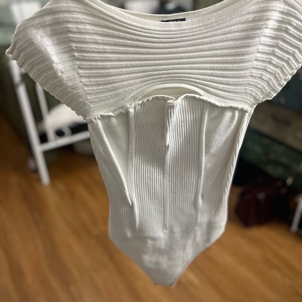 Express White Ribbed Bodysuit - Picture 6 of 13
